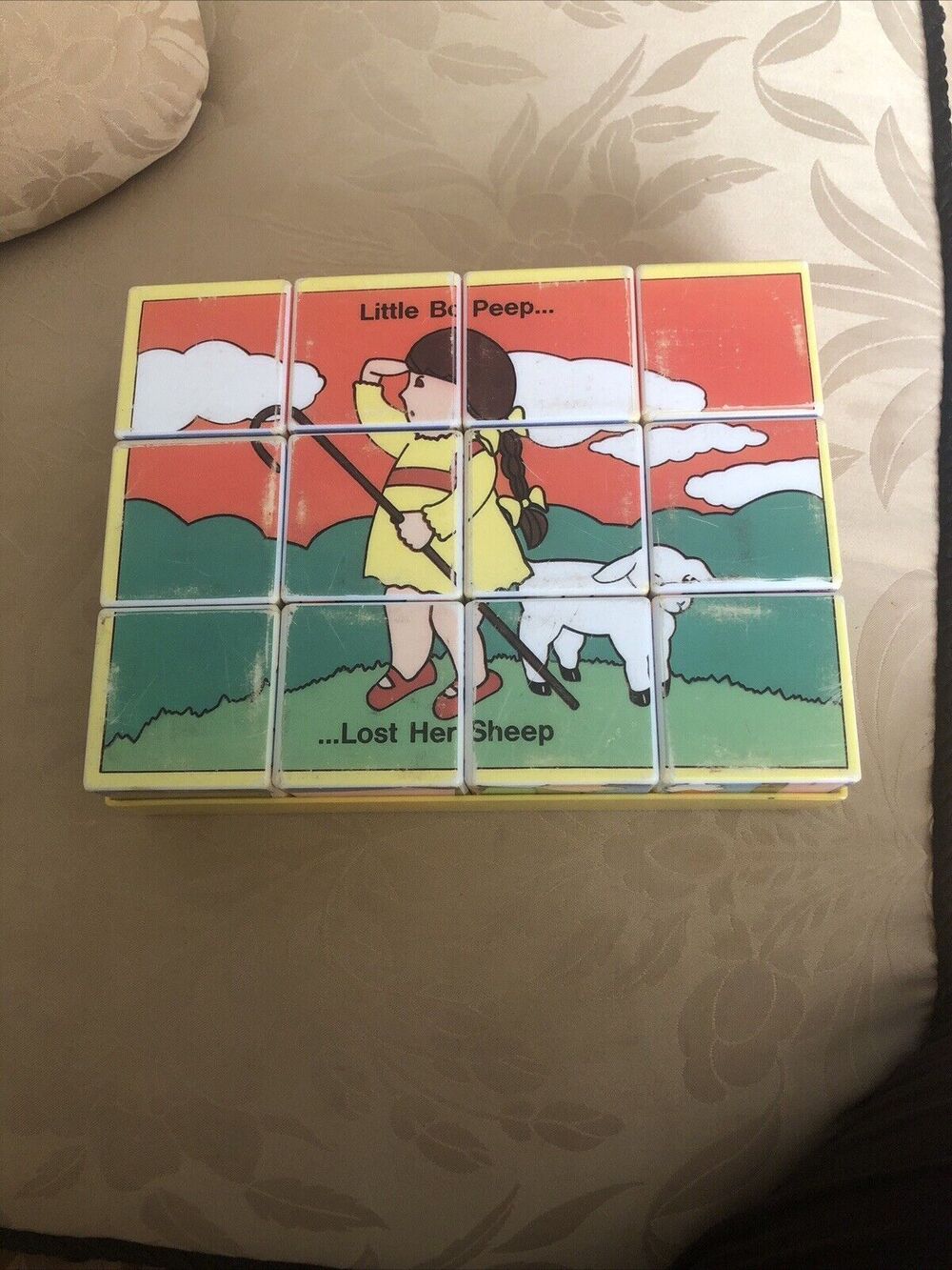 Shelcore Vintage 1984 Nursery Rhyme Puzzle Block Little Bo Peep plus others
